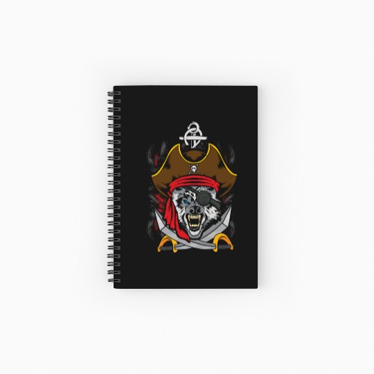 Wolf Jolly Pirate Decor Lazy Halloween Spiral Notebooks   Ruled Line