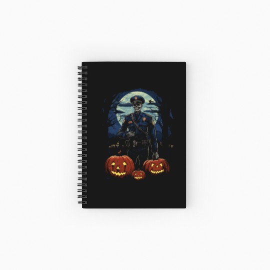 Creepy Zombie Cop Undead Police Halloween Officer Spiral Notebooks   Ruled Line