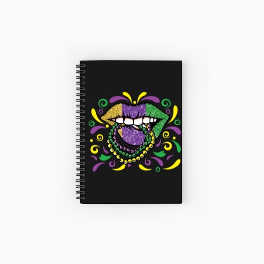 Lips Beads Mardi Gras Spiral Notebooks   Ruled Line
