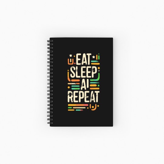 Eat Sleep AI Repeat Spiral Notebooks   Ruled Line