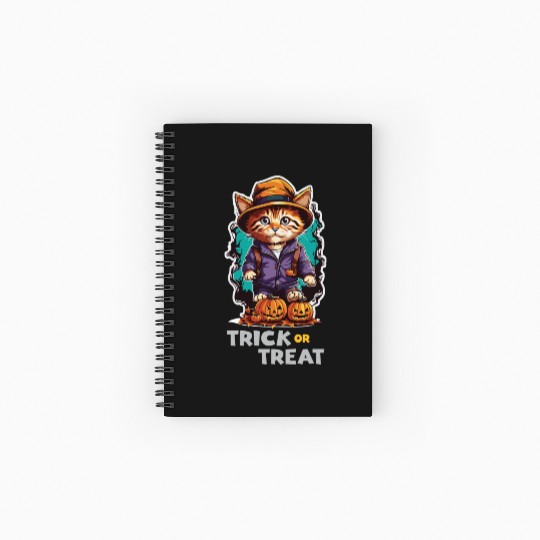 Trick or Treat - Detactive Cat Halloween . Spiral Notebooks   Ruled Line
