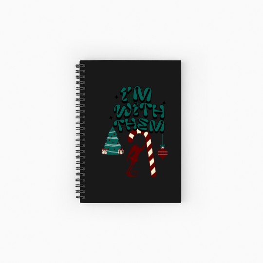 "Im with them" Christmas Elf design 2 Spiral Notebooks   Ruled Line