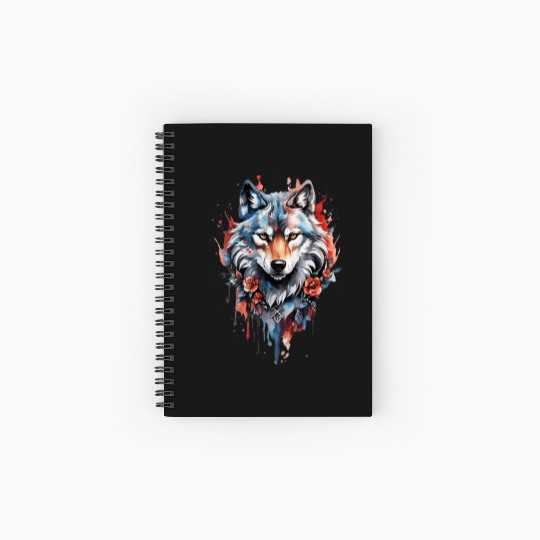 Wolf artwork illustration Spiral Notebooks   Ruled Line