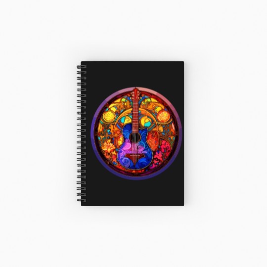 I Love Stained Glass Art and Guitar Designs - Holy Spiral Notebooks   Ruled Line