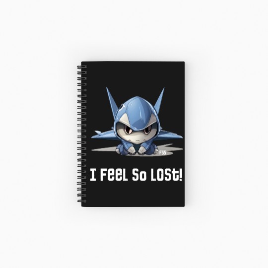 Little Lost Cute F35 Fighter Plane Illustration Spiral Notebooks   Ruled Line