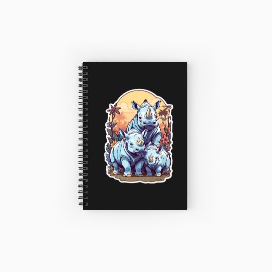 Rhinos Kawaii Spiral Notebooks   Ruled Line