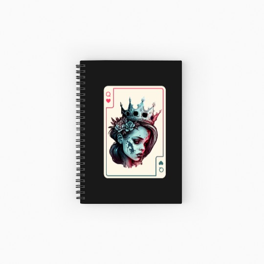 Queen of Hearts Gothic Poker Card Game Halloween Spiral Notebooks   Ruled Line
