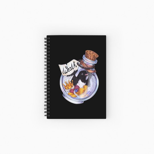 Potion magpie bird coins money treasure wealth Spiral Notebooks   Ruled Line