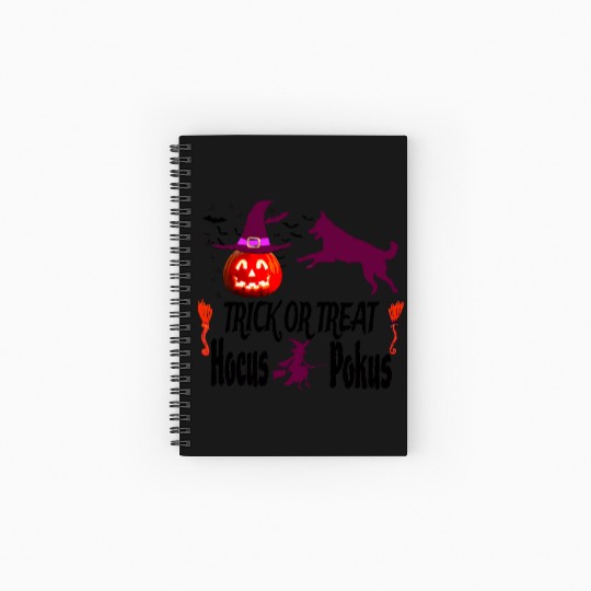 Pumpkin Halloween Trick or Treat Hocus Pocus Dog Spiral Notebooks   Ruled Line