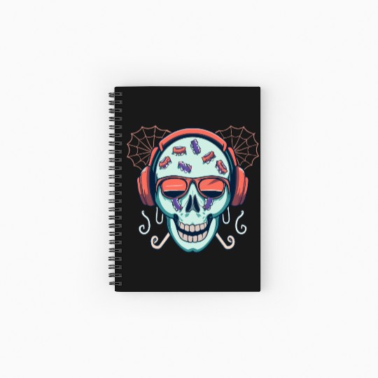 Skull Candy Halloween For Music Spiral Notebooks   Ruled Line
