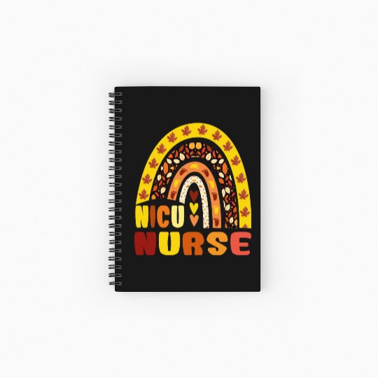 Rainbow Autumn NICU Nurse Maple Leaf Fall Vibes Spiral Notebooks   Ruled Line