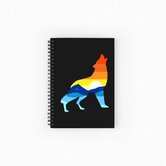 Camping Hiking Retro Mountains Outdoors Camp Wolf Spiral Notebooks   Ruled Line