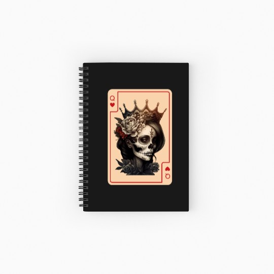 Queen of Hearts Gothic Poker Card Game Halloween Spiral Notebooks   Ruled Line