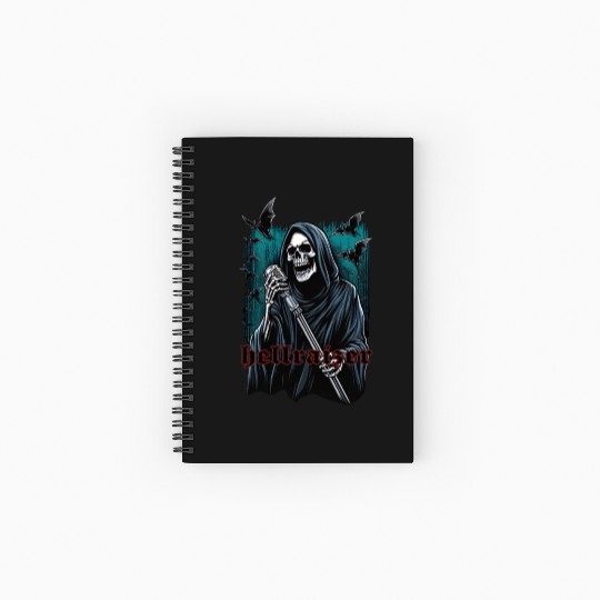 HellRaizer Reaper with Microphone and Bats Green Spiral Notebooks   Ruled Line