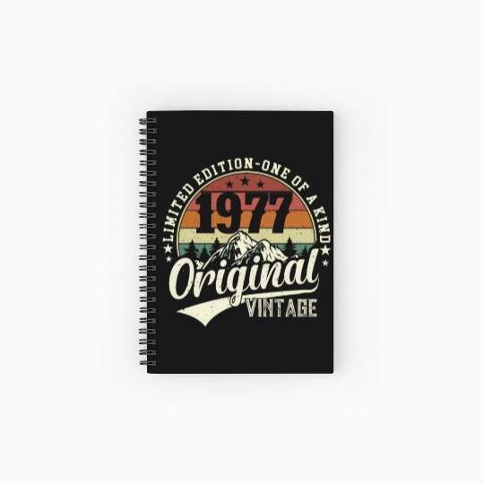 1977 Vintage Birthday Gift Spiral Notebooks   Ruled Line