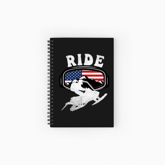 Snowmobile RIDE Snowmobiling Winter Spiral Notebooks   Ruled Line