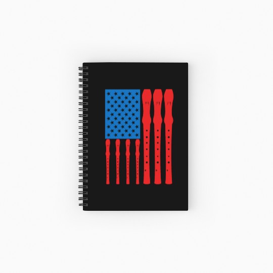 Patriotic US Flute Player Spiral Notebooks   Ruled Line