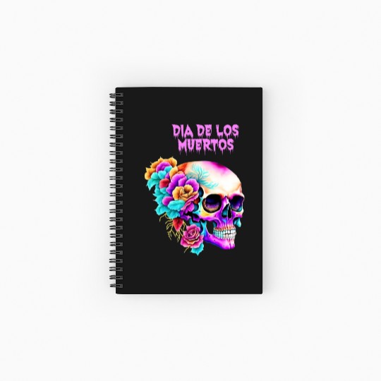 Vintage Dia de los Muertos Art Design Sugar Skull Spiral Notebooks   Ruled Line