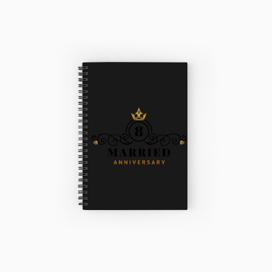 8th Wedding Anniversary Celebrating Spiral Notebooks   Ruled Line