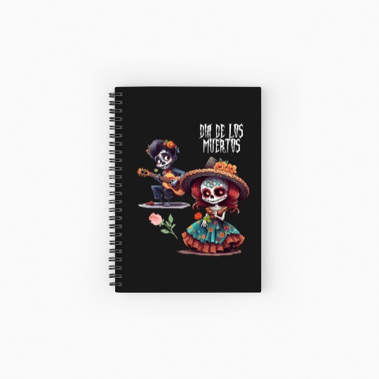 Vintage Mexican Day of the Dead skeleton Art Spiral Notebooks   Ruled Line