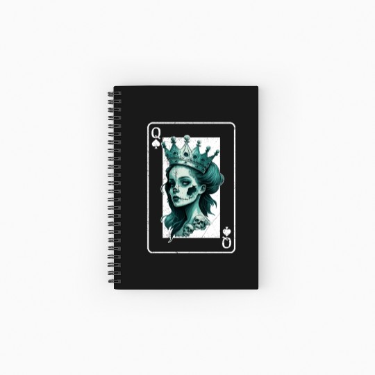 Poker Card Game Creepy Queen of Spades Gothic Spiral Notebooks   Ruled Line