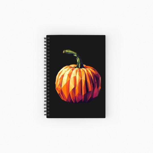 Autumn Magic: Geometric Pumpkin in Polygon Art Spiral Notebooks   Ruled Line