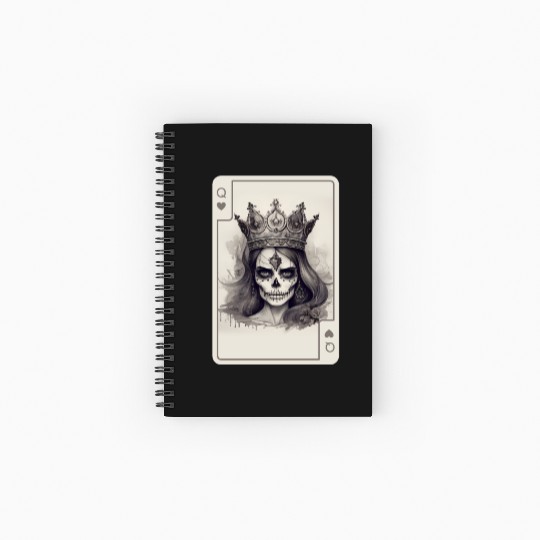 Queen of Hearts Gothic Poker Card Game Halloween Spiral Notebooks   Ruled Line