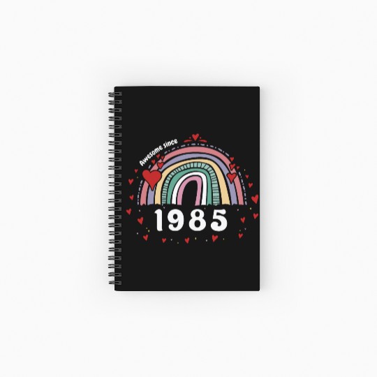 Cute Rainbow Awesome 1985 - 38th Birthday w/ Spiral Notebooks   Ruled Line
