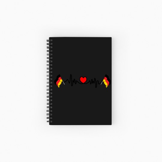 Flag germany cardio heart rate Spiral Notebooks   Ruled Line