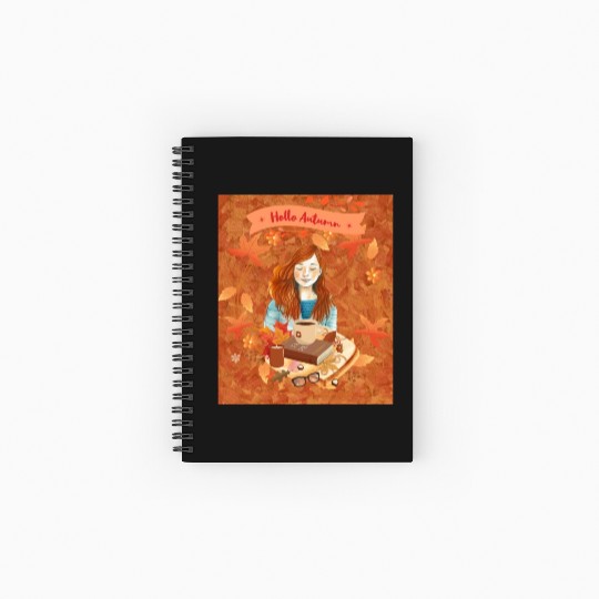 "Hello Autumn - Cozy Reading Nook" Spiral Notebooks   Ruled Line