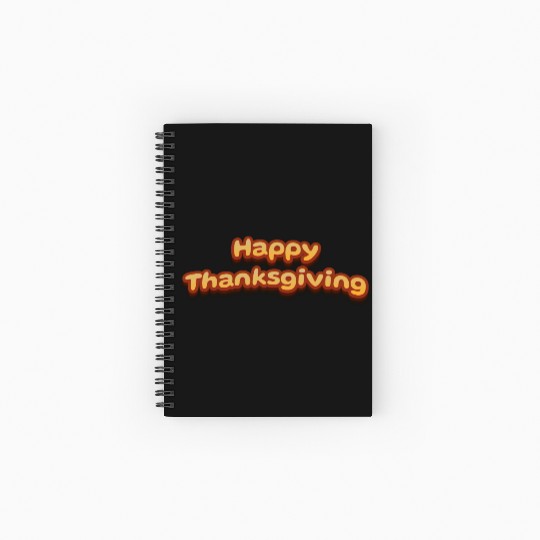 Happy Thanksgiving Cute 3D Text Spiral Notebooks   Ruled Line