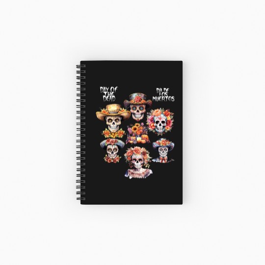 Vintage Mexican Day of the Dead Art Sugar Skulls Spiral Notebooks   Ruled Line