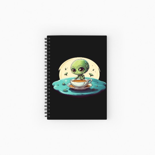 green alien coffee coffee drinker Spiral Notebooks   Ruled Line