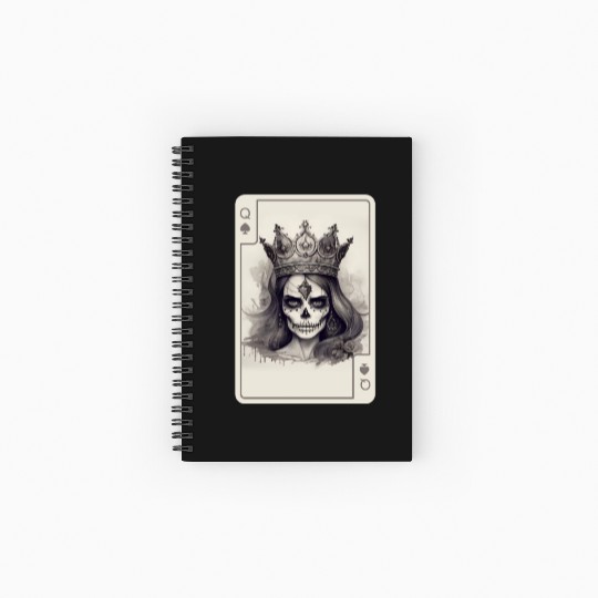 Poker Cards Queen of Spades Creepy Gothic Spiral Notebooks   Ruled Line