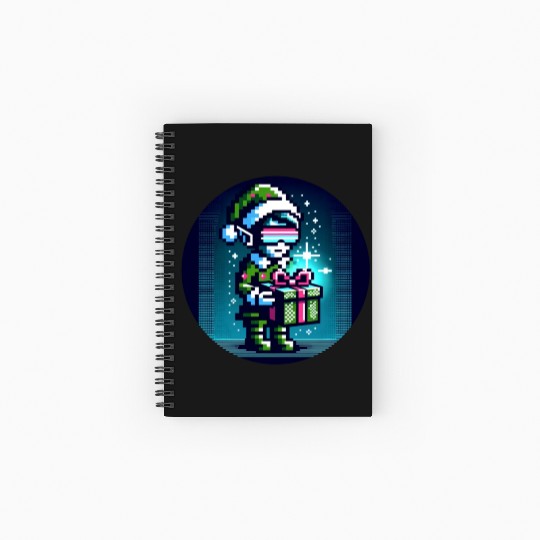 Pixel Cyber Elf - Neon-Lit Gift Bearer Spiral Notebooks   Ruled Line