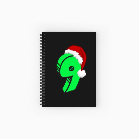 Age 9 Christmas Hat - Number Nine Spiral Notebooks   Ruled Line