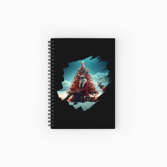 Christmas tree, Santa, gifts, and Reindeer Spiral Notebooks   Ruled Line