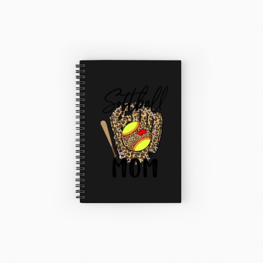 Softball Mom Leopard Game Day Softball Lover Spiral Notebooks   Ruled Line