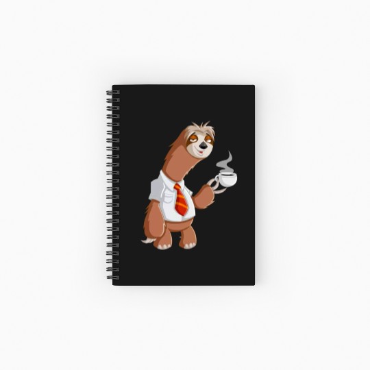 Smiling Sloth With Coffee Spiral Notebooks   Ruled Line