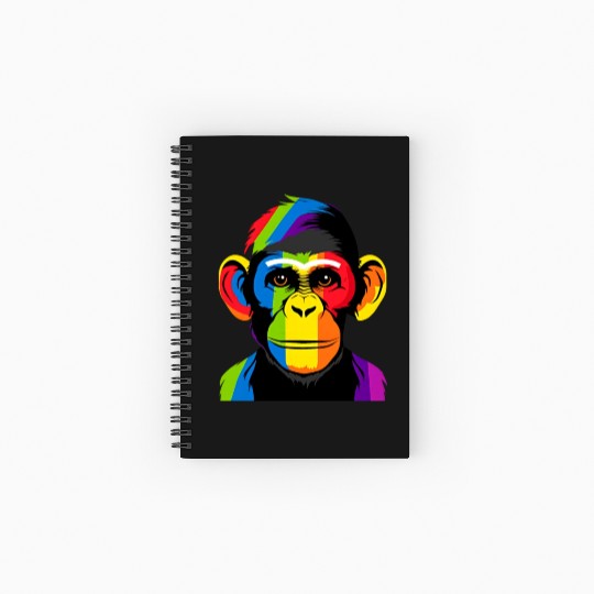 Expressive Chimpanzee in Colorful Graphic Artwork Spiral Notebooks   Ruled Line