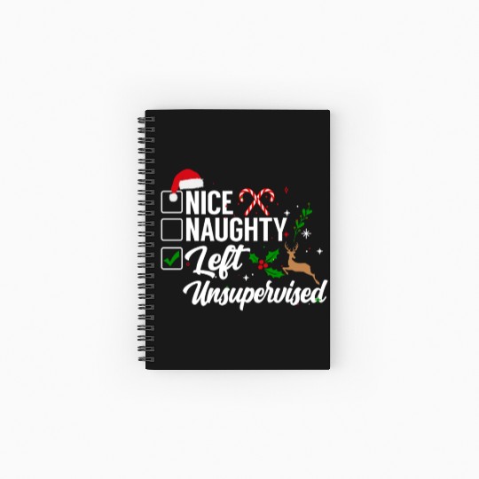 Christmas Nice Naughty Left Unsupervised Reindeer Spiral Notebooks   Ruled Line