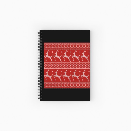 Red Ugly Sweater Christmas Flying Reindeer Spiral Notebooks   Ruled Line