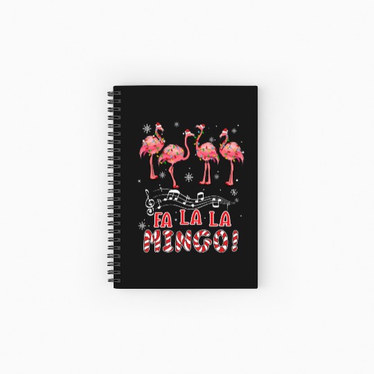 Candy Cane Flamingoes Fa La La Mingo Flamingo Spiral Notebooks   Ruled Line