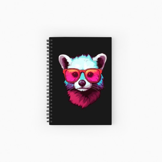 Colorful Neon Ferret Wearing Sunglasses Spiral Notebooks   Ruled Line
