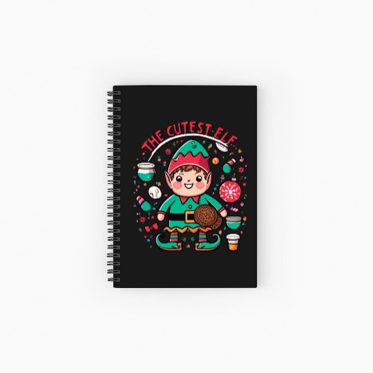Santa Claus The Cutest Elf Christmas Ornaments Spiral Notebooks   Ruled Line