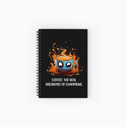 Coffee The Real Breakfast Of Champions white Spiral Notebooks   Ruled Line