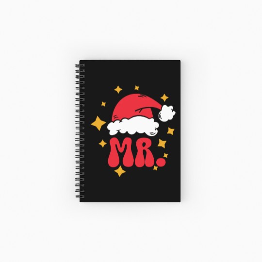 Mr And Mrs Claus Christmas Couples Matching Pajama Spiral Notebooks   Ruled Line