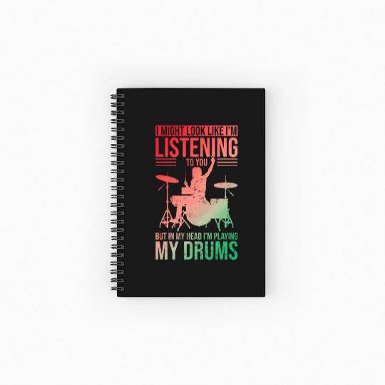 Drummer Spiral Notebooks   Ruled Line with Unique Drums Graphic Perfect