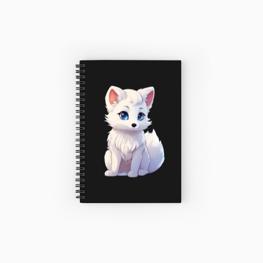 Playful Frosty Baby Arctic Fox Spiral Notebooks   Ruled Line