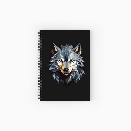 Majestic Wolf Face Illustration Spiral Notebooks   Ruled Line